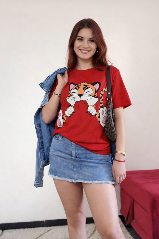 Red Tiger Graphic T-Shirt for women