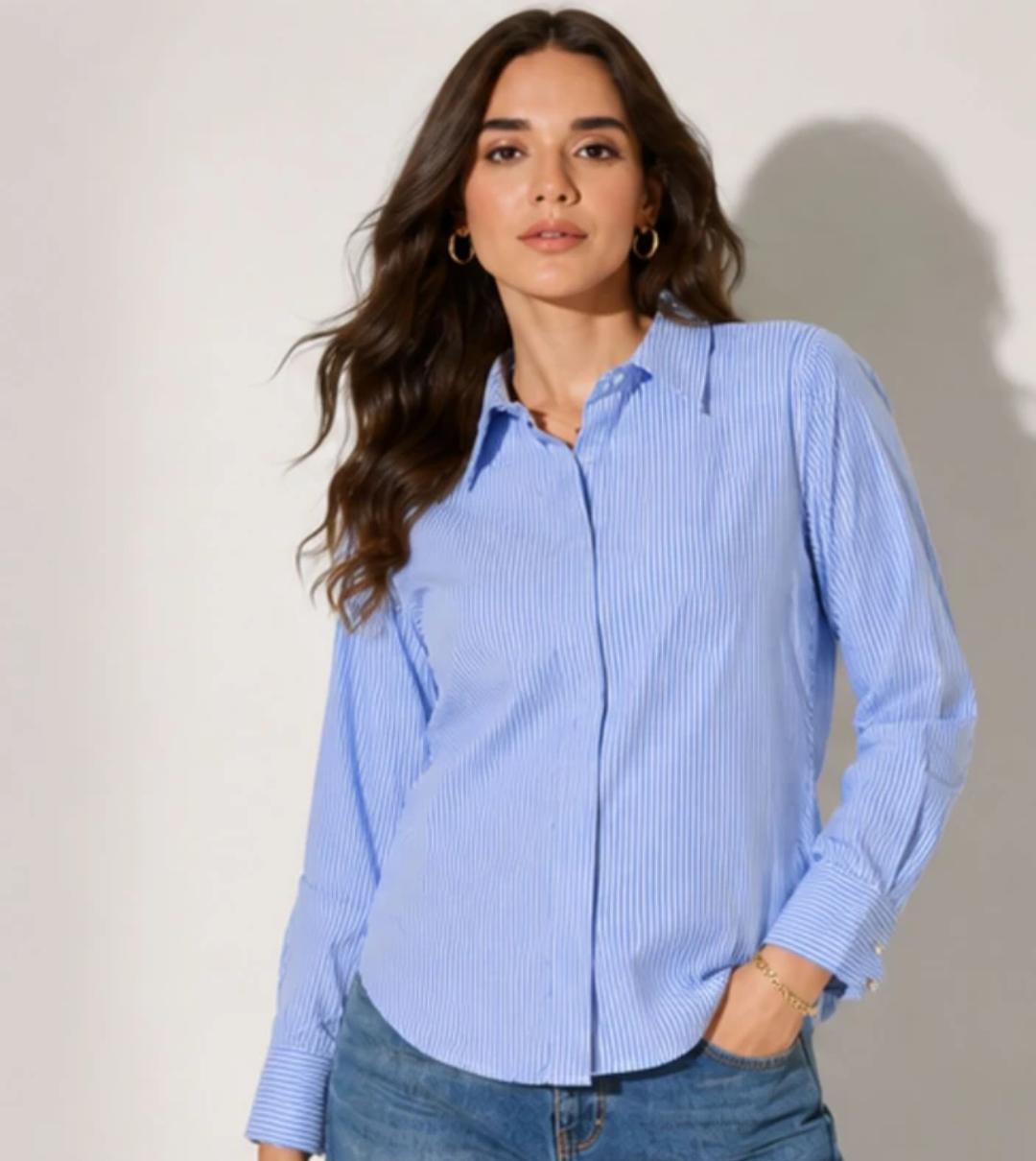 Blue Striped Formal Shirt