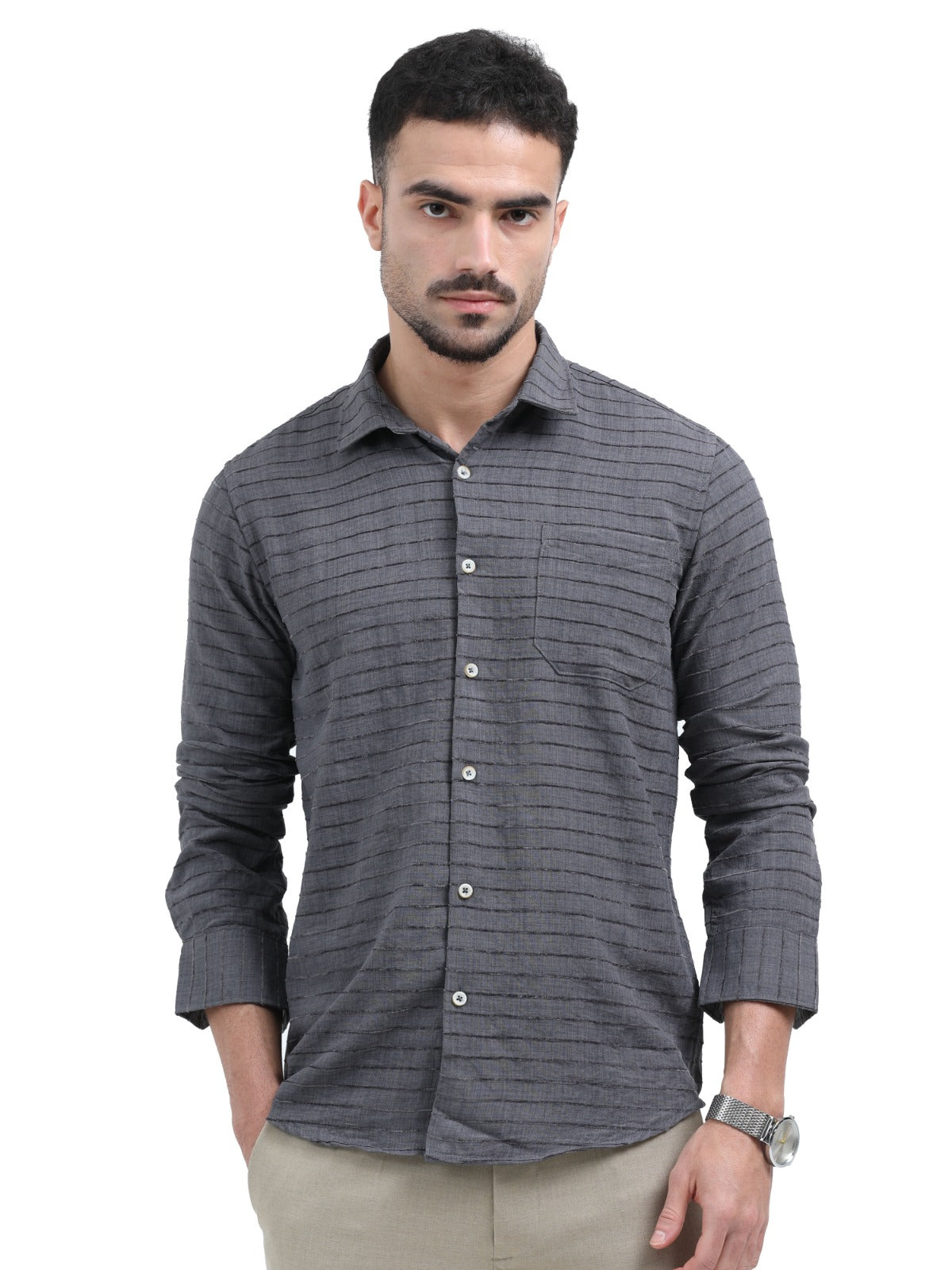 Charcoal Textured Shirt – STC Fashion