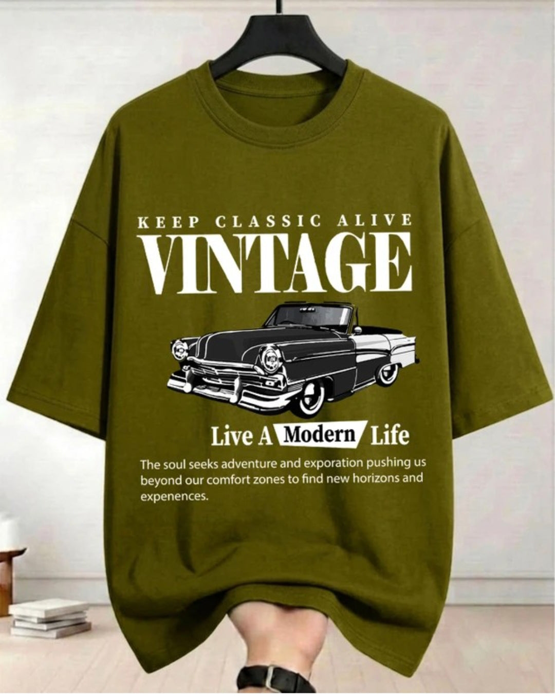 Olive Vintage Car T-Shirt – KIXOR