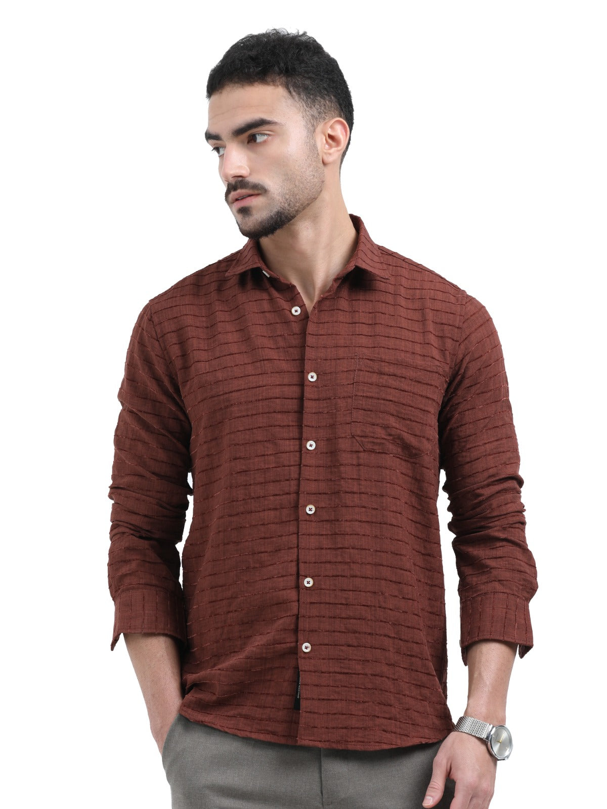 Rust Textured Shirt – STC Fashion