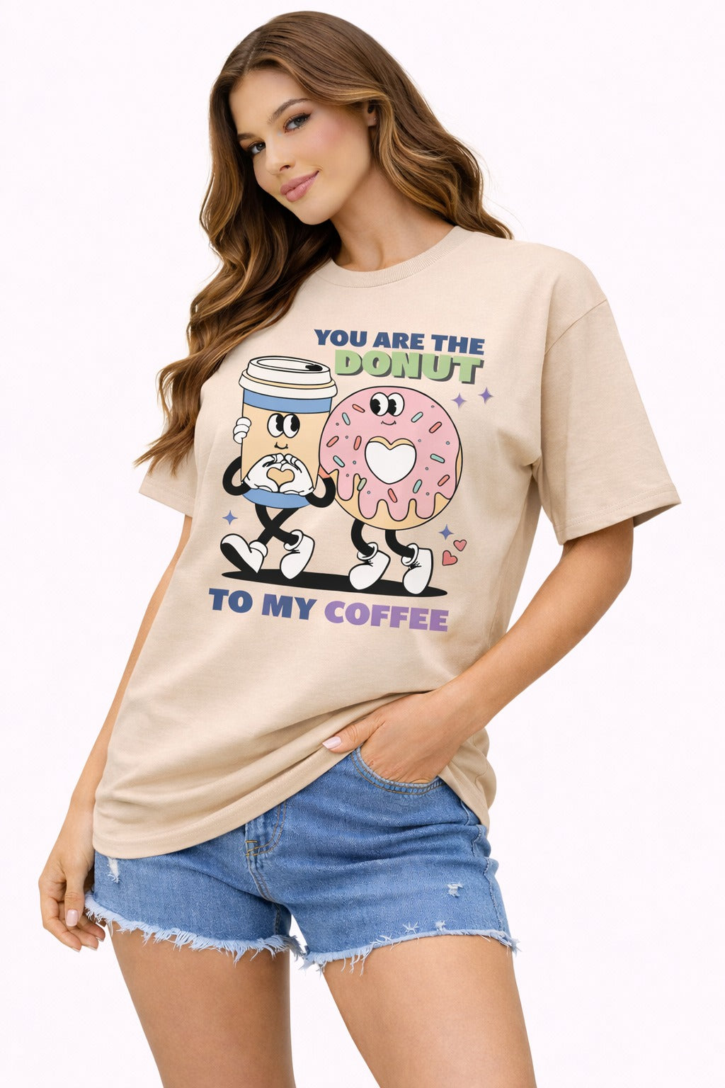 Beige Donut Graphic T-Shirt for women