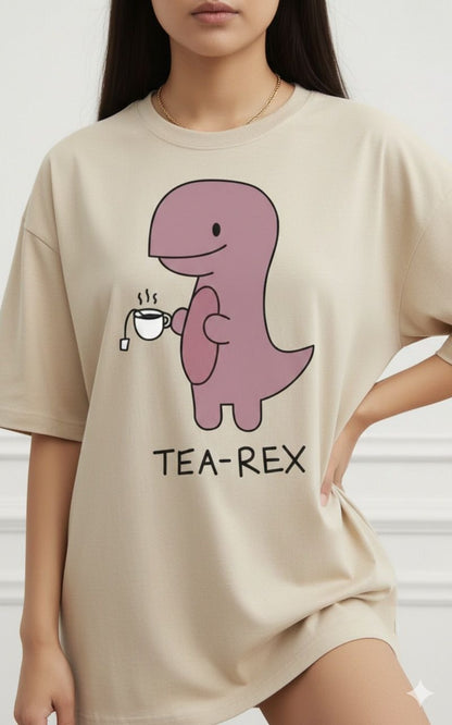 Beige Tea-Rex Graphic T-Shirt for women