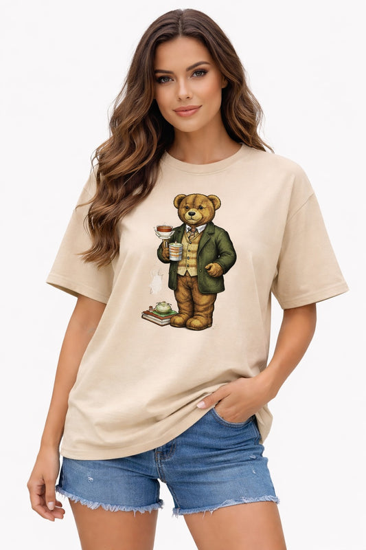 Beige Teddy Graphic T-Shirt for women