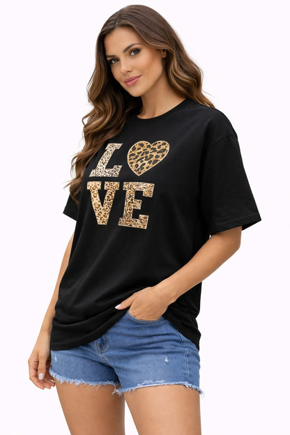 Black Leopard Love T-Shirt for women