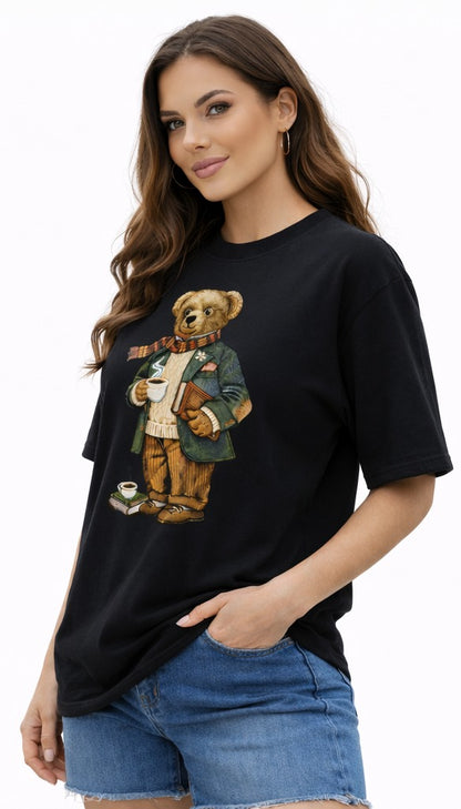 Black Teddy Graphic T-Shirt for women