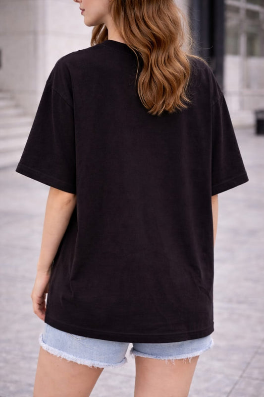 Black Wow Cat Graphic T-Shirt for women