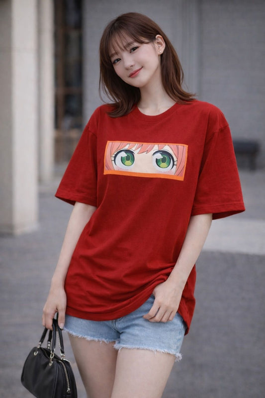 Red Girl Eye Graphic T-Shirt for women