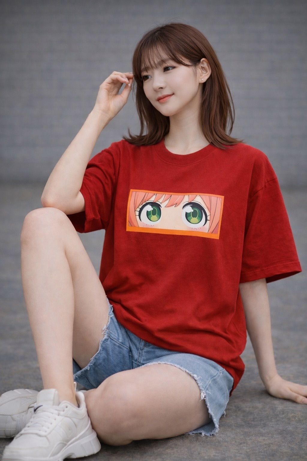 Red Girl Eye Graphic T-Shirt for women