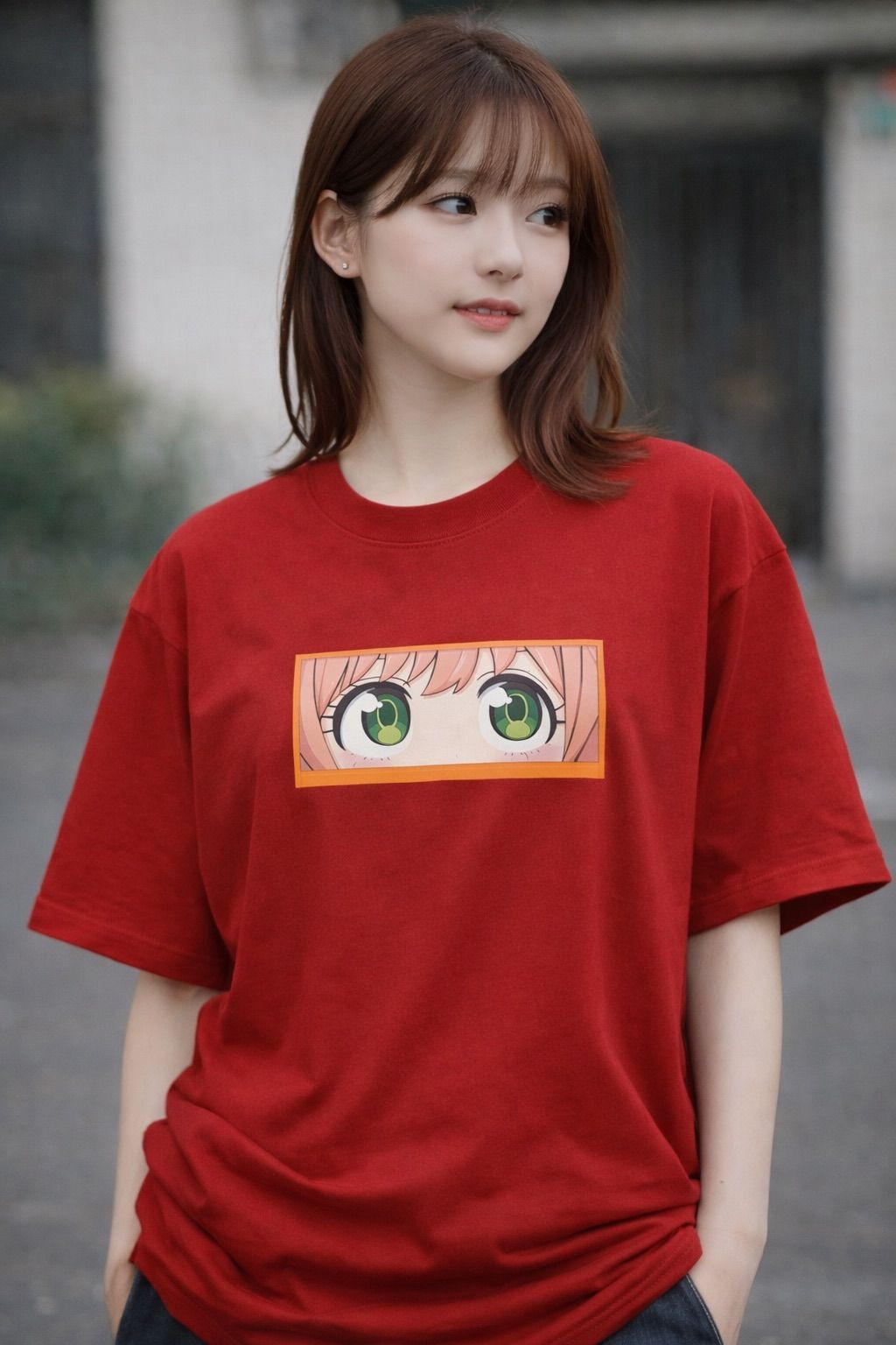 Red Girl Eye Graphic T-Shirt for women