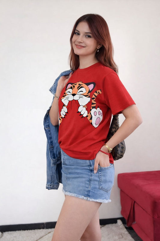 Red Tiger Graphic T-Shirt for women