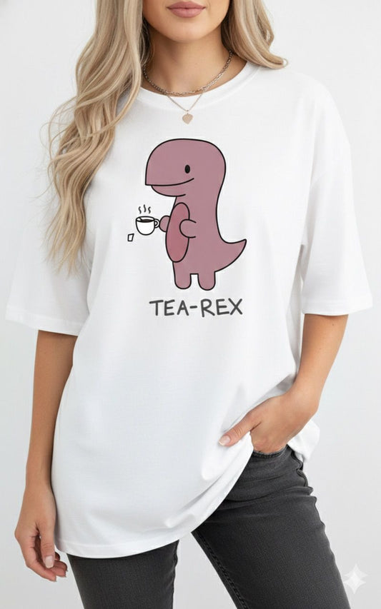 White Tea-Rex Graphic T-Shirt for women